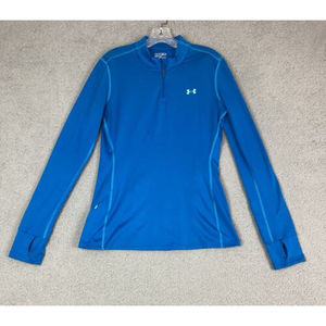 Under Armour Size L Womens Blue Quarter Zip Stretchy Athletic Pullover
